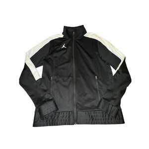 Nike Air Jordan Track Jacket Men's Size M Black White Full Zip Pockets Jumpman